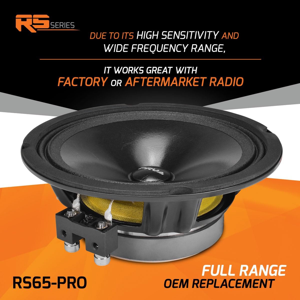 PRV AUDIO 6.5 Inch Full Range Car Speakers 200 Watts per Pair 4 Ohm RS65-PRO, Premium OEM Replacement Speaker - Great for Car Stereo Sound System with Amplifier (Pair)