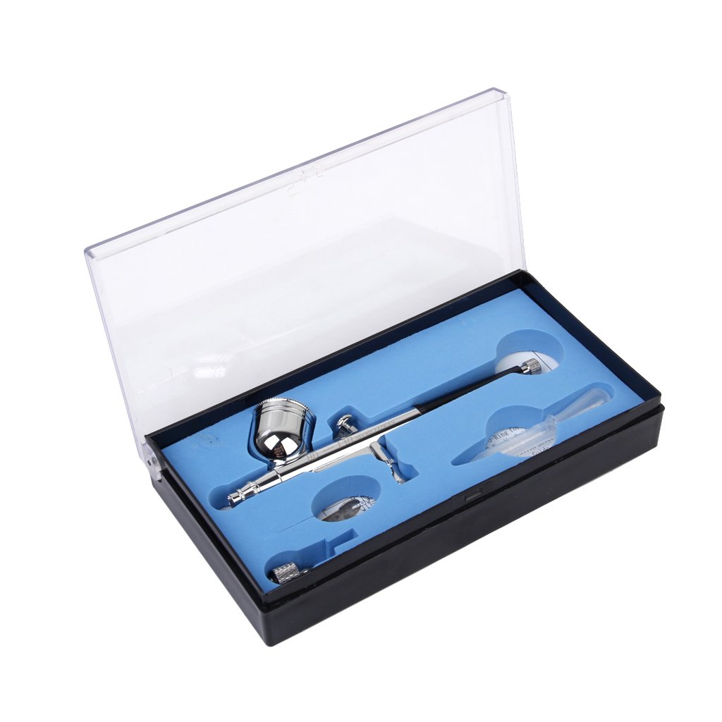 Imported 0.3mm 7cc Cup Dual Act Gravity Feed Plastic Airbrush Kit , Silver