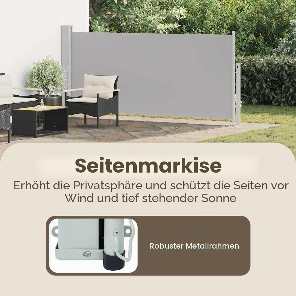 vidaXL Ausziehbare Seitenmarkise 140x314 cm Grau
