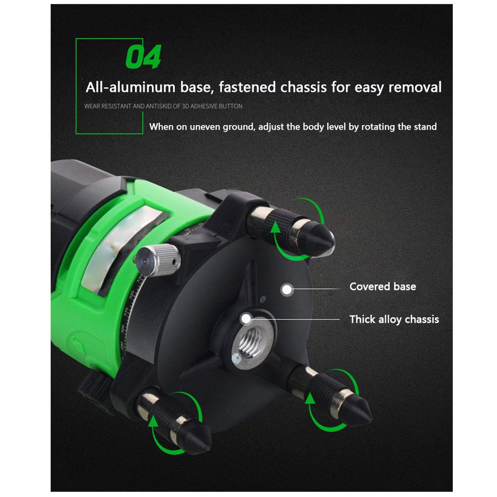 Nivel láser multilínea de haz verde, 2/3/5 líneas Nivel Láser Autonivelante Línea Verde 360 grados Vertical Cruz, Herramienta láser de autonivelación de alineación,A