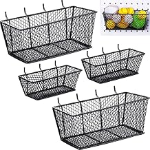 Sieral 4 Pcs Black Pegboard Baskets Metal Wire Shelf Baskets Peg Board Organizer Accessories Wall Mount Organizer Attachments for Garage Workbench Various Tool Accessories, 2 Sizes Small, Large