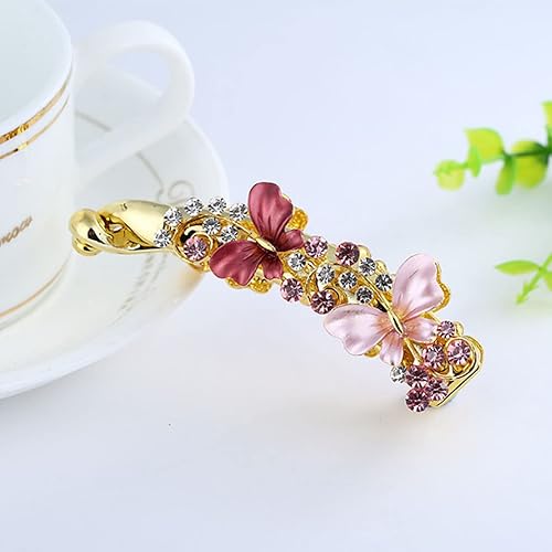 Miniatura 4 de Pinza para el pelo de cristal esmaltado de mariposa, flor y hoja, pinza para el cabello con diamantes de imitación a la moda, pasadores florales