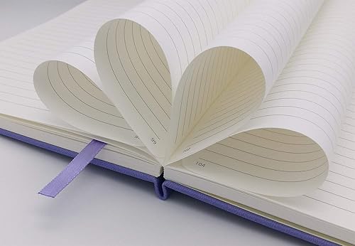 Miniatura 5 de Cuaderno de tapa dura con bucle para bolígrafo, diario de escritura A5, 5.7 x 8.3 pulgadas, rayas universitariasforradas, 192 páginas numeradas de