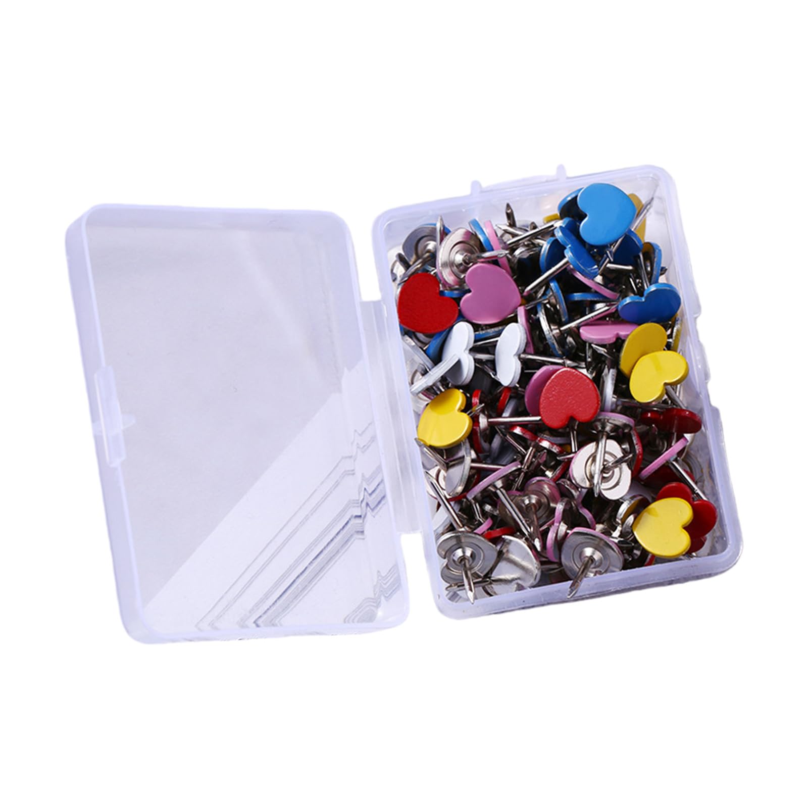 100Pcs Heart Shape Metal Push Pins Decorative Cork Notice Board Thumb Tacks for Bulletin Board Classroom Wall Display Heart Shaped Thumb Tacks