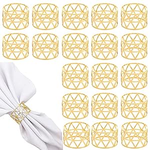 YeenGreen 20 Stück Serviettenringe Gold, Metall serviettenring Serviettenschnallen Blätter Serviettenringe für…