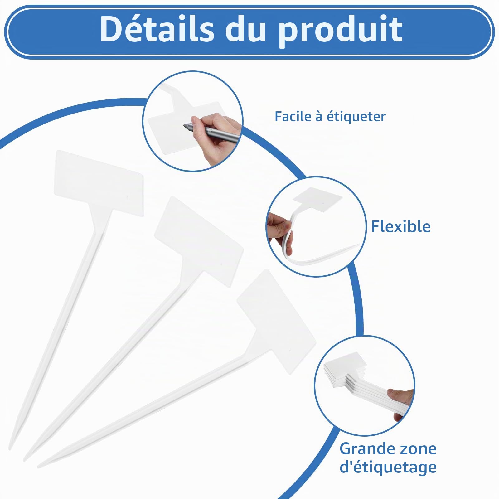 Lot de 60 étiquettes pour plantes - Résistantes aux intempéries - 30 cm - En plastique - Pour l'extérieur - Résistantes aux intempéries - Étiquettes pour plantes - Étiquettes pour légumes