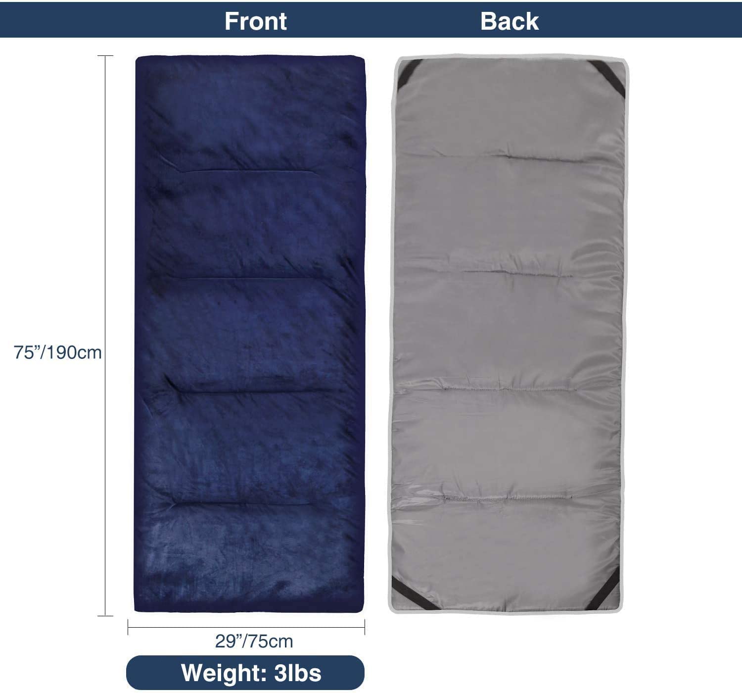 190x75 cm XL Feldbettauflage aus Baumwolle, Weiche Campingmatratze mit 4 Befestigungsbändern, Ultraleicht & Vielseitig für Campingbett Gartenliege Liegestuhl