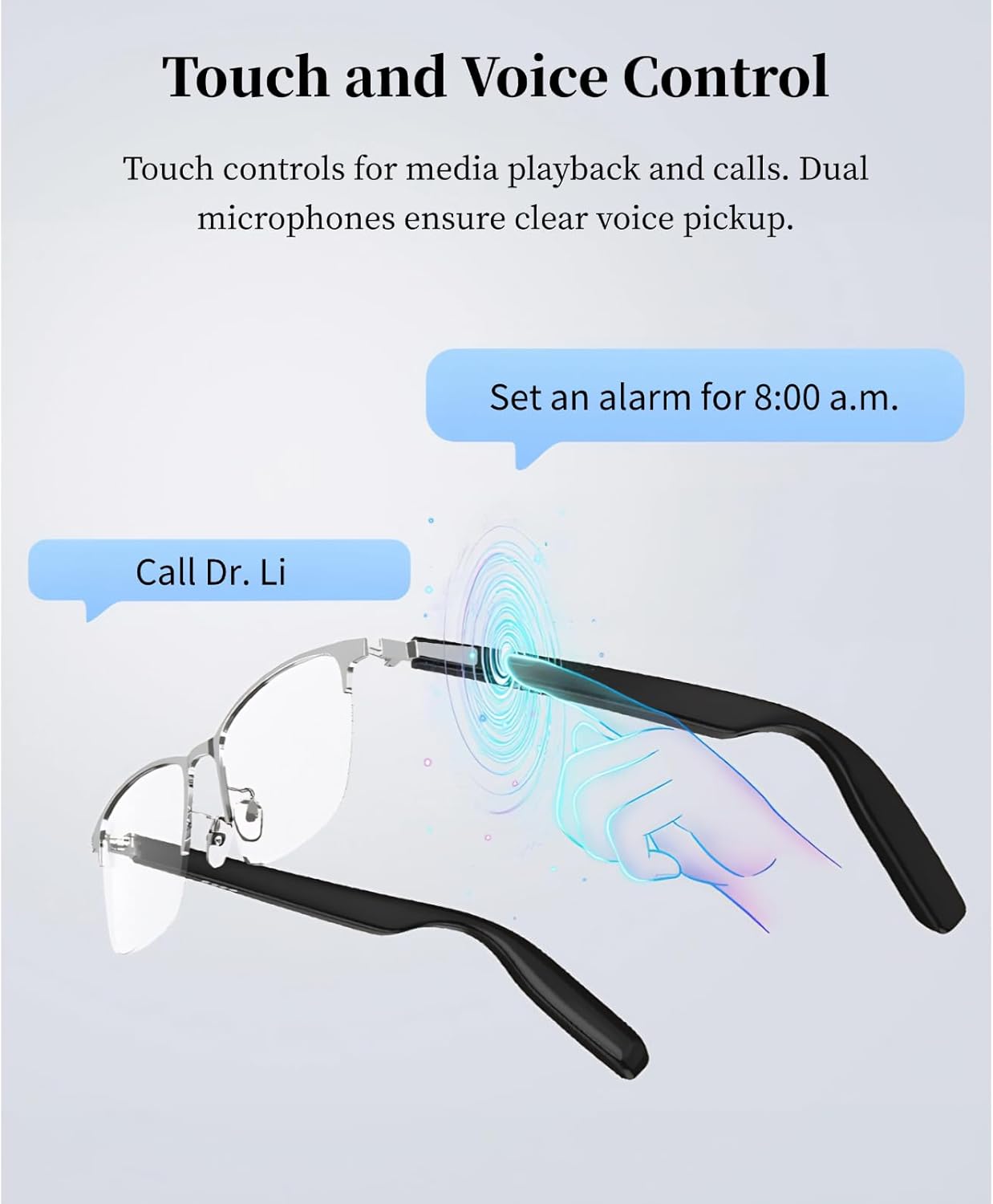 Smart Glasses Bluetooth Audio Glasses for Men Women, with Built in Mic & Speakers, Blue Light Filter & Polarized Sunglasses Lenses, Open Ear Music & HD Calling