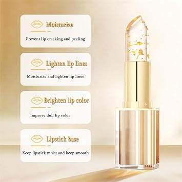 Colour Changing Lipstick, PH Adjusting Lipstick, Temperature Reactive Lip Tint, Long Lasting Moisturising Gloss, Natural pH Lip stick with Gold Foil,Hydrating Shine, Smooth Texture (1PC)