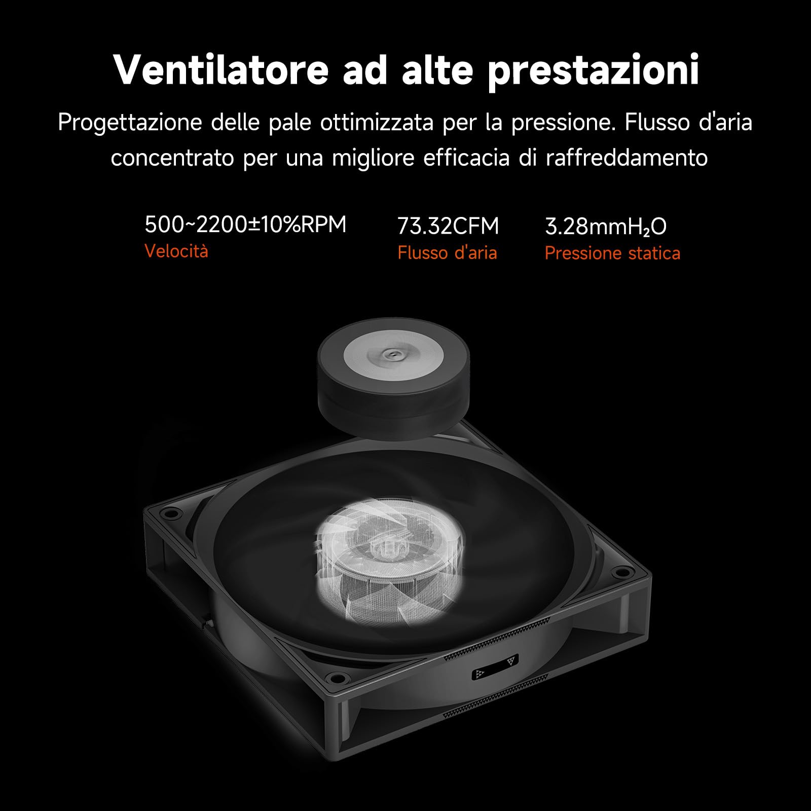 Dissipatore CPU CPS RT500 Digital BK con display digitale, TDP 245W, 5 tubi di calore da 6 mm con ventole FDB da 120 mm, dissipatore ad aria per CPU AMD AM4/AM5, Intel LGA 115X/1200/1700/1851