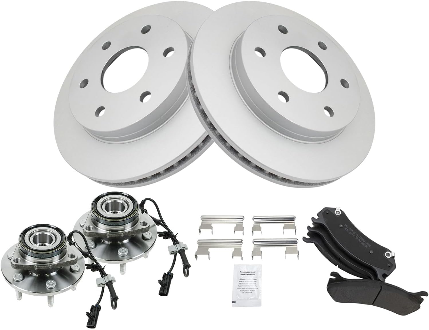 TRQ Front Brake Pad & Rotor Kit Compatible with 02-06 Cadillac 99-08 Chevrolet 99-08 GMC