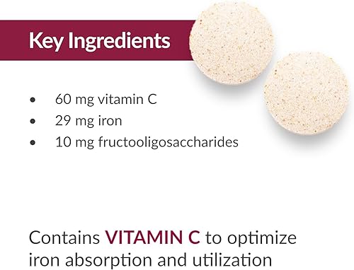 Miniatura 6 de Bariatric Advantage Hierro masticable 29 mg para pacientes de cirugía bariátrica Vitamina C Sin sabor metálico Suplemento de fumarato ferroso y