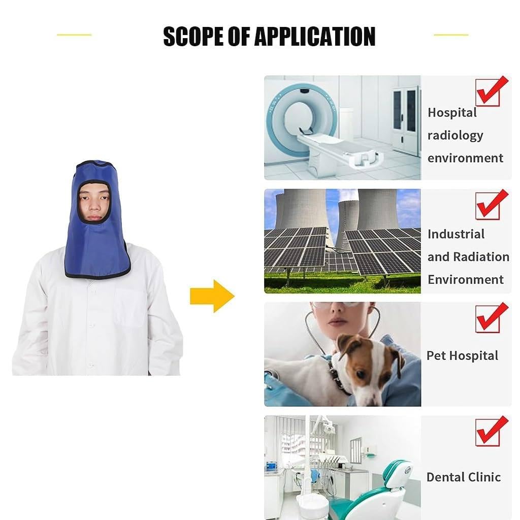 0.35 Mmpb/0.5 Mmpb X-ray Lead Apron Lead Cap, X-ray Shield Full Head and Thyroid Radiological Protection One-piece Lead Hat, for Dental, Veterinary Clinics, Operating Rooms,0.5mmpb