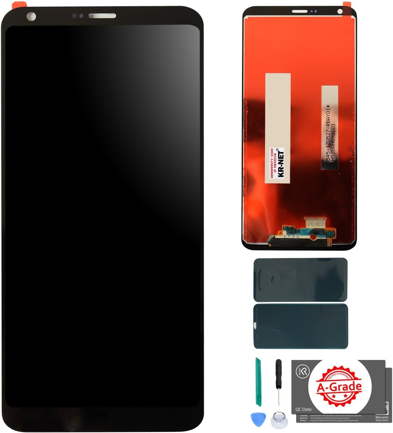 KR-NET [Black] LCD Display Touch Screen Digitizer Assembly Replacement for LG G6 / LG G6+ Plus, with Adhesive and Tools