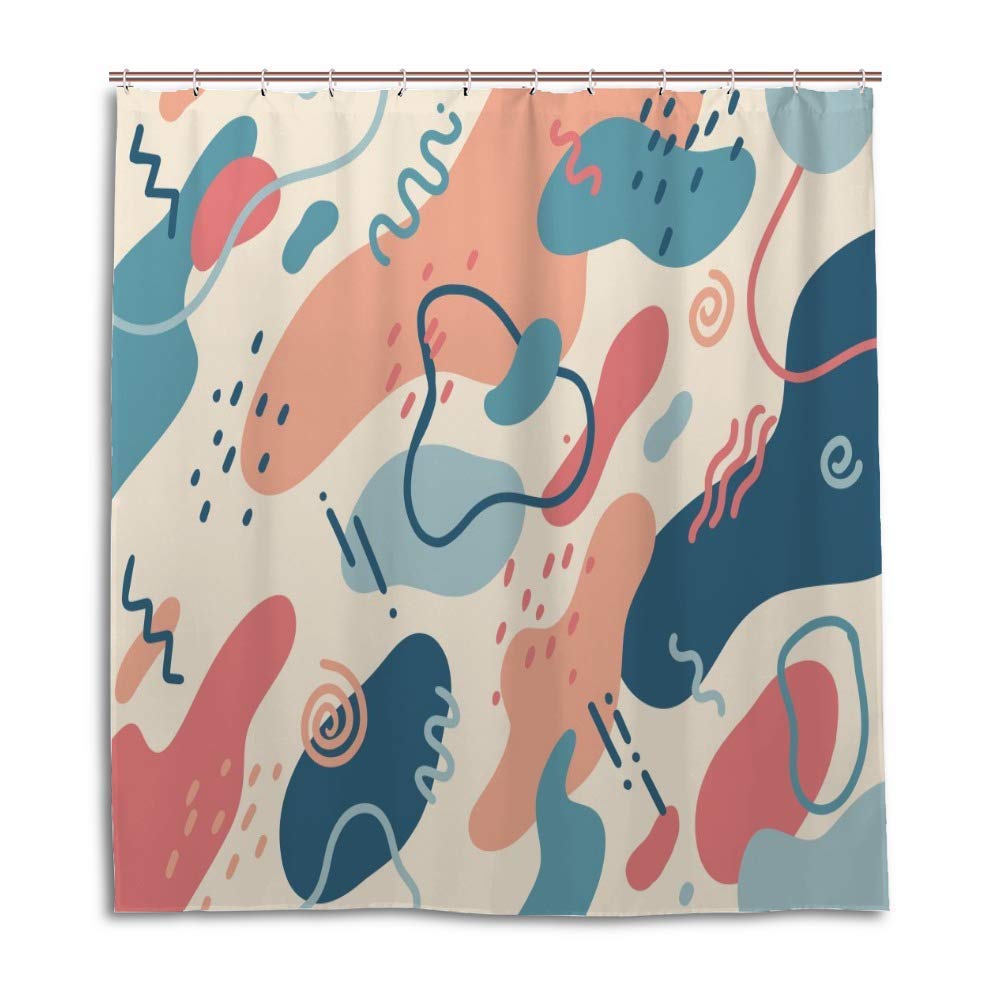 Rideau de douche Memphis 182,9 x 183 cm en tissu technique lavable avec œillets
