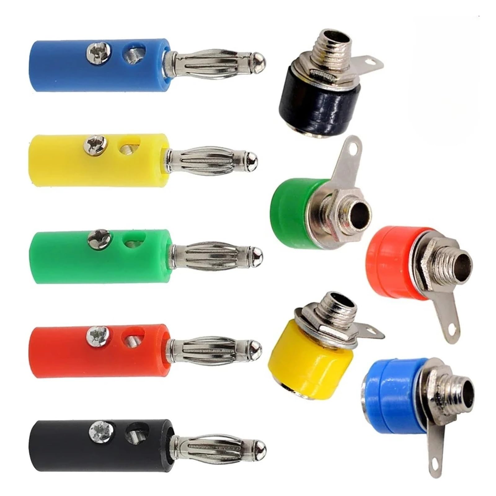 50 szt. 4 mm gniazdo bananowe wiązanie post test złącze zestaw DIY nakrętka adapter do montażu na panelu trwałe bezpieczne połączenie elektronika HCHDTDT (czerwona kobieta)