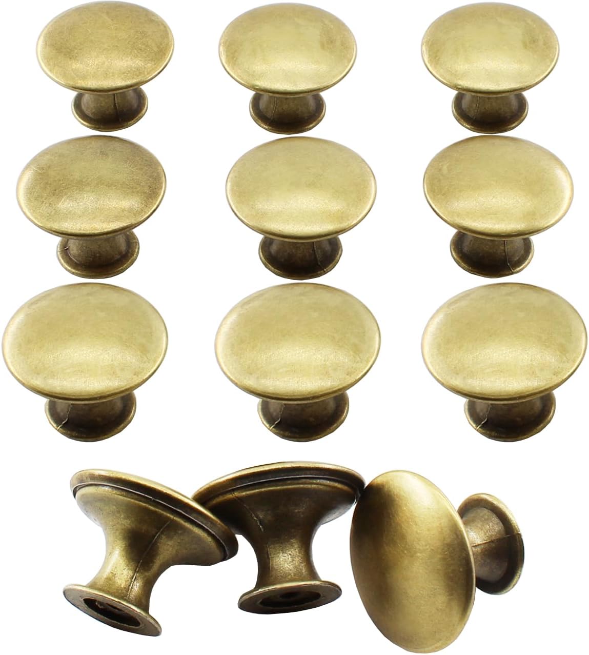 6 Pcs Brass Drawer Pulls, Cabinet Metal Drawer Knobs Round Dresser Handle Knobs 1.18" Diameter Kitchen Cabinet Knobs, with Mounting Screws