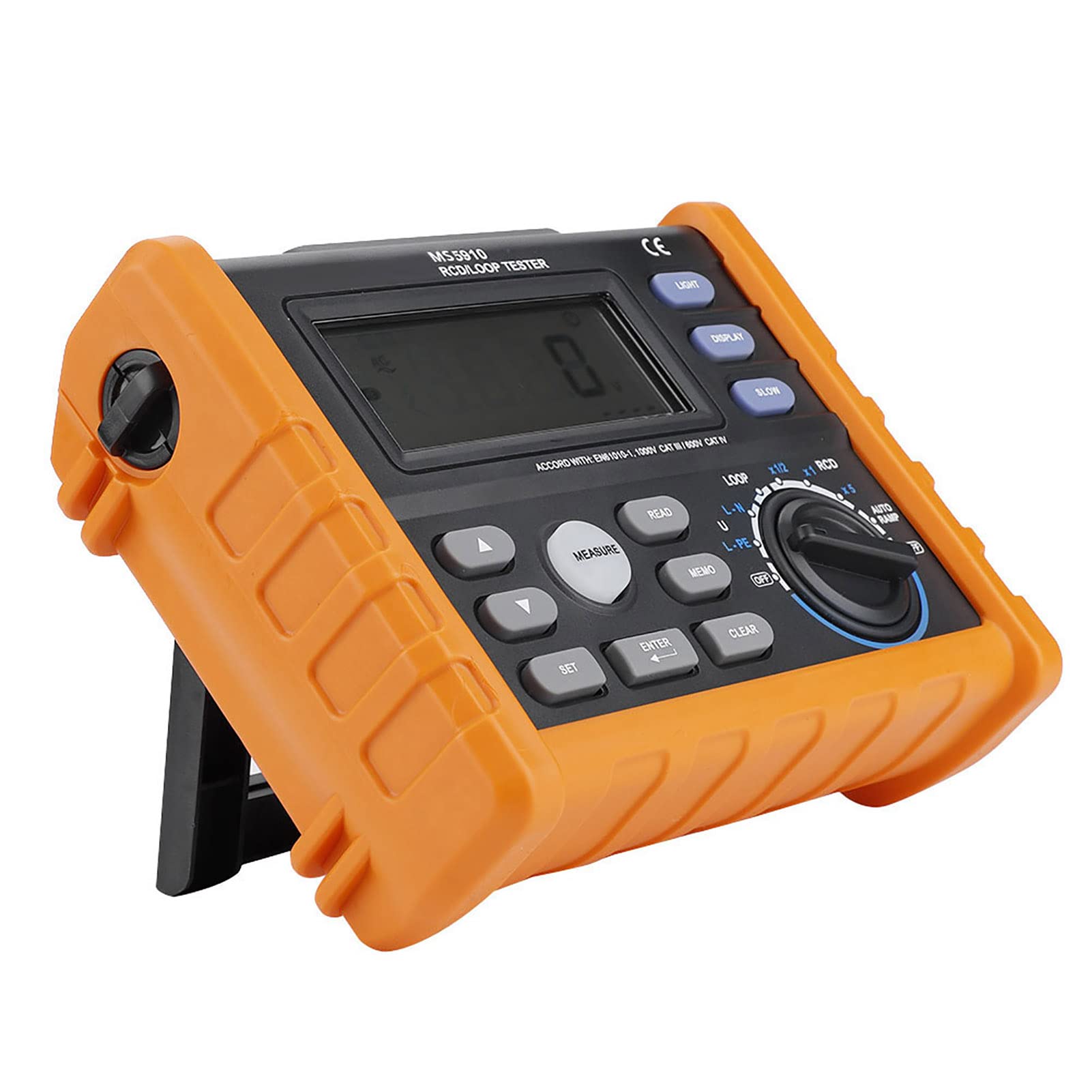 Socobeta PEAKMETER MS5910 Multimetro Portatile per Tester di Resistenza di Loop RCD con Memorizzazione di 100 Risultati di Test, Indicazione di Retroilluminazione, Ottimo per gli Appassionati di Fai