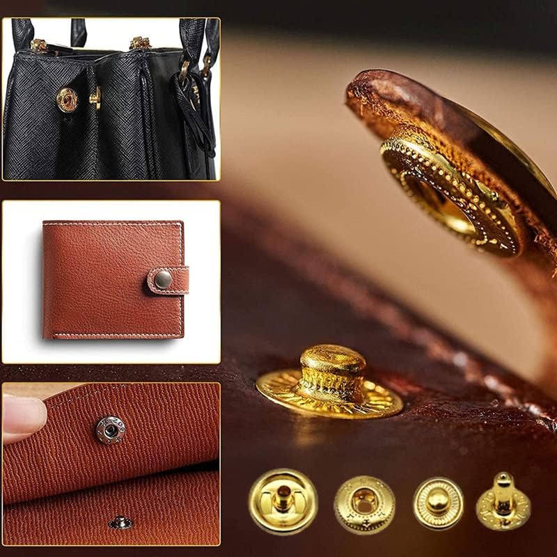 Miniatura 5 de Kit de 360 piezas de cierre a presión de cuero resistente de 0.59 pulgadas, botón a presión de metal, remaches con 4 herramientas de