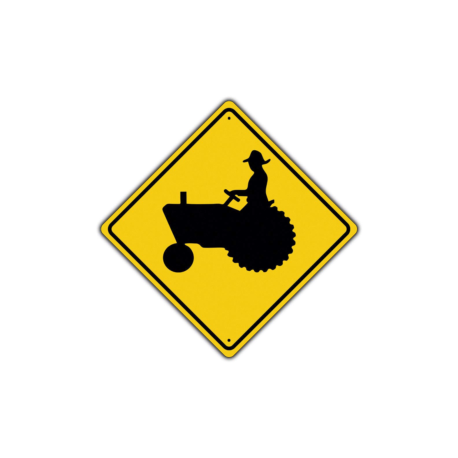 Bcts Square100 Tractor Traffic Farm Crossing Traffic Novelty Sign Funny Metal Sign Crossing Traffic Novelty Square Sign 12X12 Inch