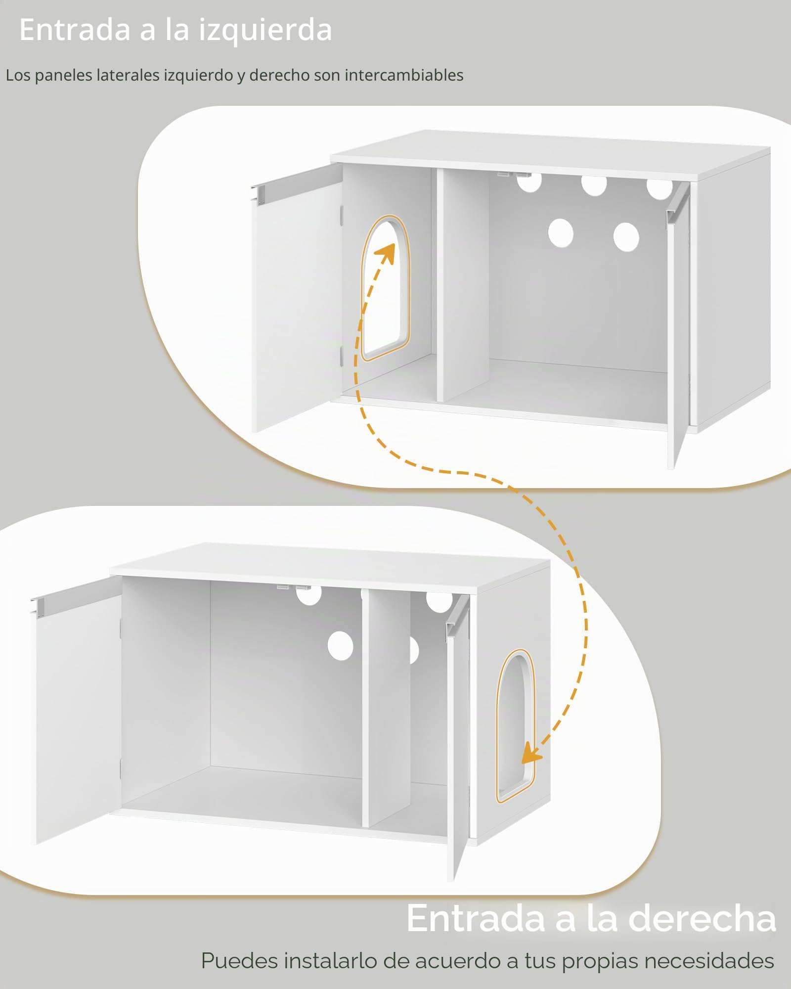 Hzuaneri Mueble Arenero Gatos, Casa para Gatos con Puerta y tabique Separado, 80 x 48,5 x 48,5 cm, Blanco CB01403X