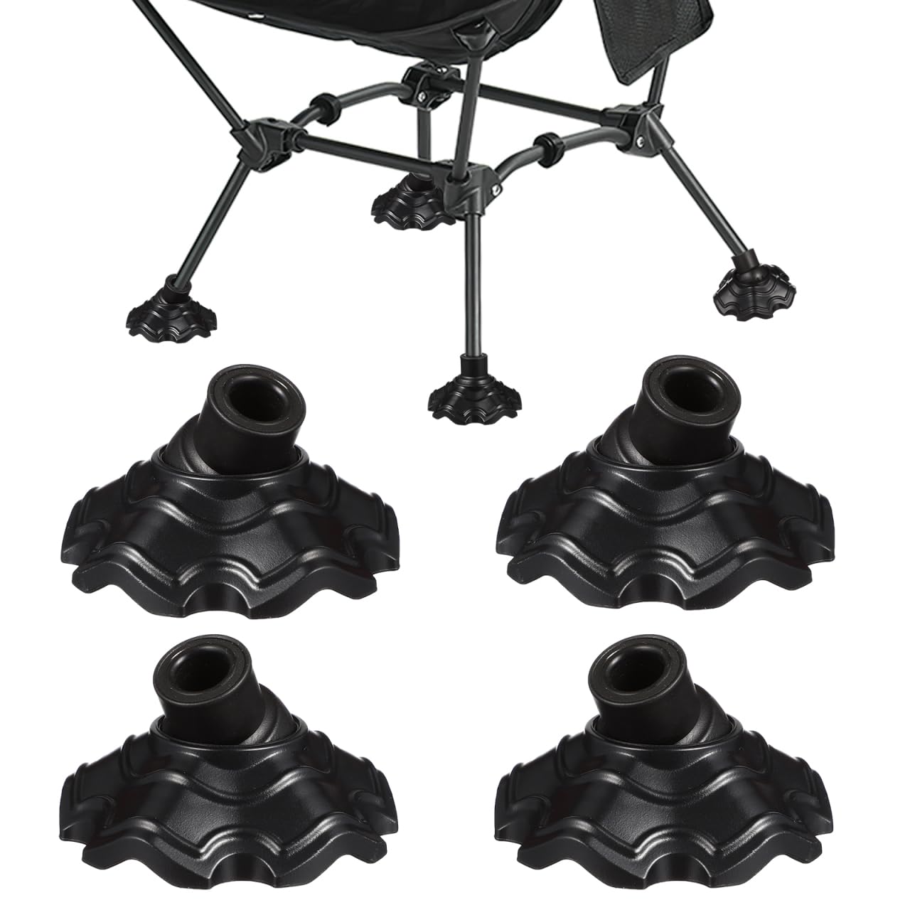SEWACC 4pcs Camping Chair Leg Floor Protectors, Plastic Non-slip Chair Feet Covers Caps Outdoor Furniture Feet Covers for Outdoor Camping Tables, Fit for 0. 59inch/15mm Legs