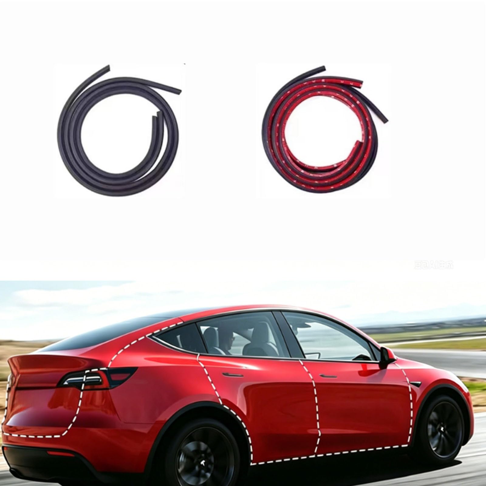 Car Door Edge Weather Stripping Seal Kit for 3008 E3008 P64 2024 2025, Automotive Weatherstrip Soundproof Wind Noise Draft Excluder,Hood Trunk Kits-2pcs