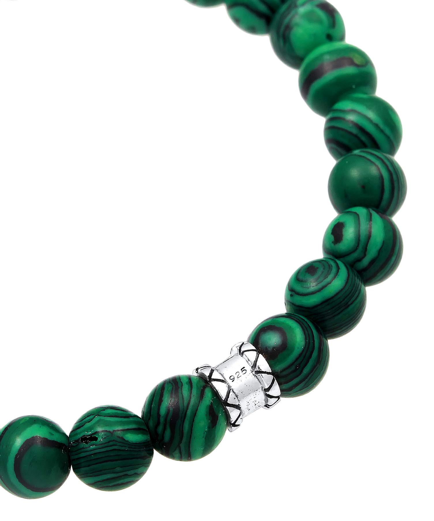 Kuzzoi Buddha Herren Armband mit grünen Achat Edelstein Perlen | Anhänger Länge 19-23 cm elastisch Yogaarmband Energiearmband 0201820719