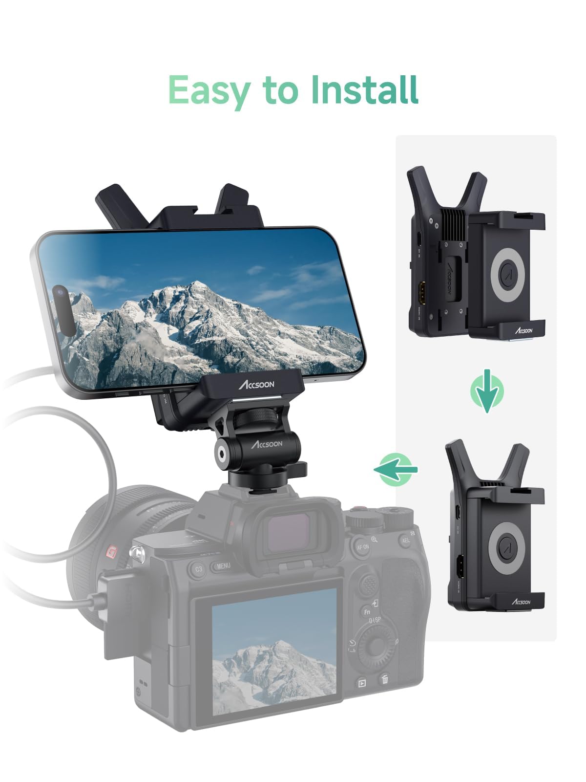 Accsoon CineView Nano Émetteur Vidéo sans Fil 5G HDMI, Portée 150 m, Latenne < 60 ms, Compatible RS2/RS3/RS3 Pro/Caméra/DSLR, Transmission FHD 1080p, Surveillance Multi-Appareils (4X iOS/Android)