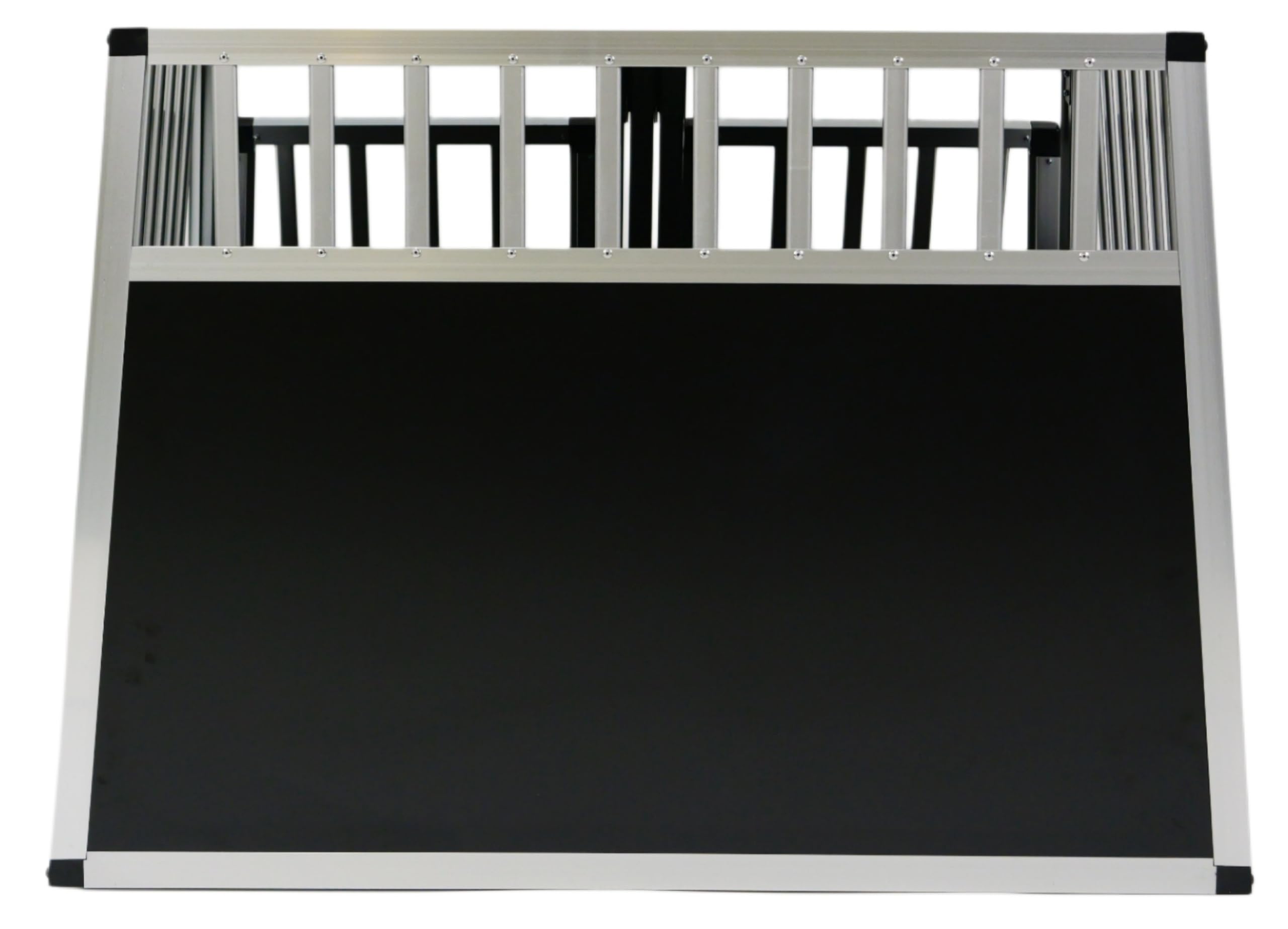 DOGHEAD Hundetransportbox Ecoline, Double 97x85x69 cm EG, Schwarz, Aluminium, Vorne 65° Grad abgeschrägt, hinten 90° Grad gerade, 2 Trennwände, Keine Kombibox wegen der Höhe von 69cm