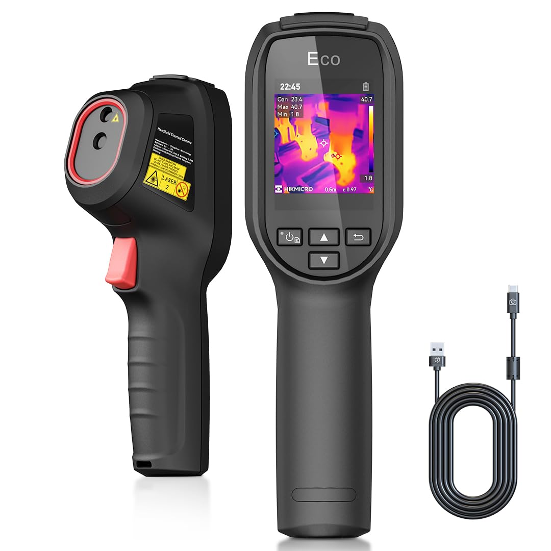 Caméra thermique portable HIKMICRO ECO, compatible SuperIR 240X240 soit 57 600 pixels, fréquence de 25Hz, Mesure de la température, plage de température -20°C à 550°C, pointeur laser intégré