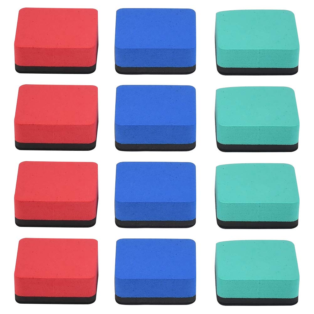 TIMESETL 30 Pack Dry Erase Eraser, Mini Whiteboard Eraser Bulk, Chalkboard Erasers Cleaner for Classroom School Office Home 3 Assorted Colors(Blue, Red, Green), Magnetic Dry Eraser image 2