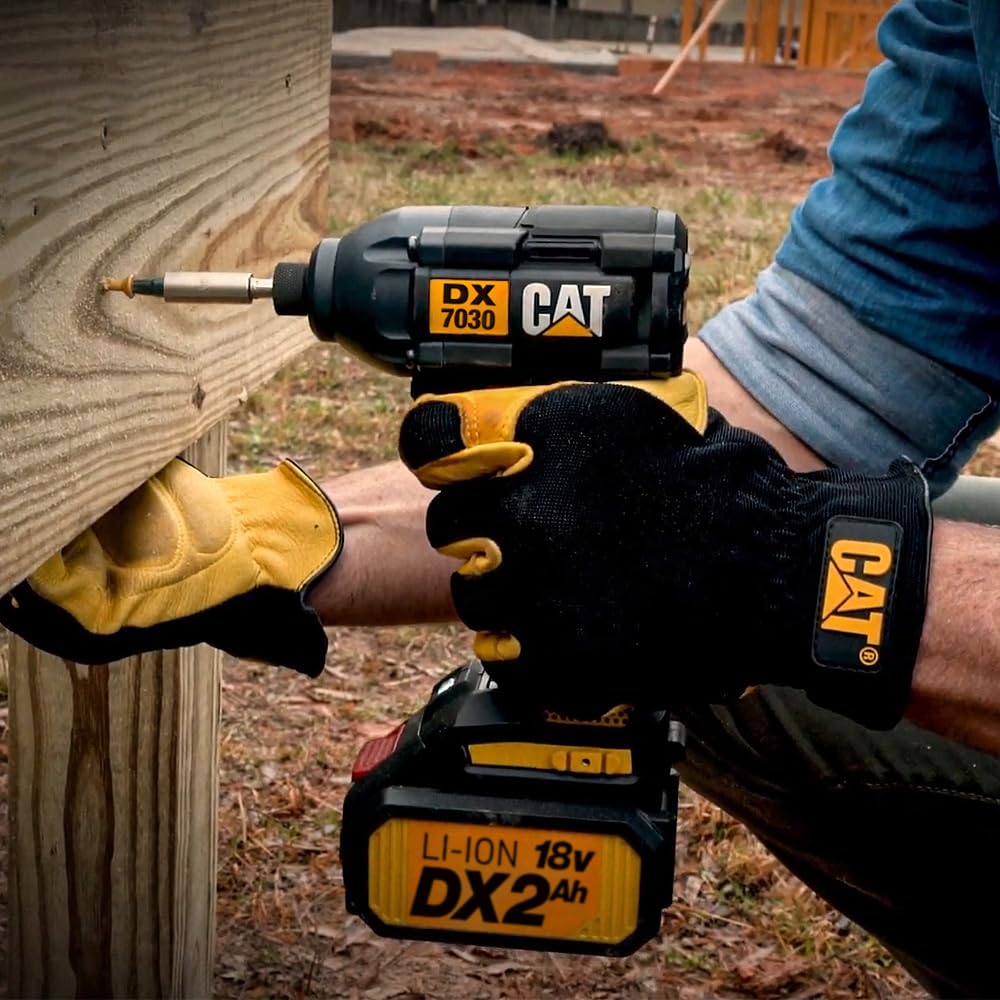 CAT DXK201 18Volt/2.0Ah Li-ion Çift Akülü Kömürsüz Profesyonel Şarjlı Darbeli Matkap + DX7030 Kömürsüz Darbeli Tornavida + DA01903 201 Parça Uç Seti Kombo Set