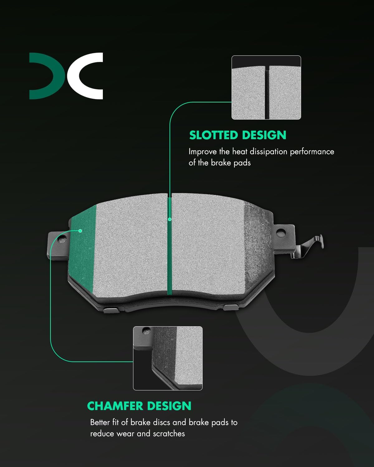 SCITOO Ceramic Brake Pads Sets Front Replacement For INFINITI FX35 03-05, FX45 03-05, Nissan Altima 2005-2006, Maxima 2004-2008, Murano 2003-2007, 2009-2012
