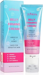 ZOHRAA Hibiscus and Honey B Flat Belly Firming Cream - Skin Tightening Cream for Stomach, Thighs & Butt, Moisturizing Firming Cream for Women and Men(Cream + Massager)