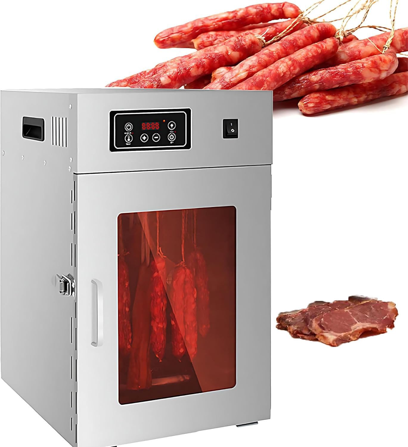 LjlXanthiper 800w Stainless Steel Biltong Box Drying Cabinet Dehydrator Machine,Food Dehydrator Machine,14 Hooks,30-90°c Temperature,Dehydrator for Meat Beef Herb Fruit Vegetable Nut
