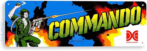 Tinworld Letrero de estaño: Commando Arcade Game Room Shop Marquesina Decoración de metal Decoración Retro Consola C462