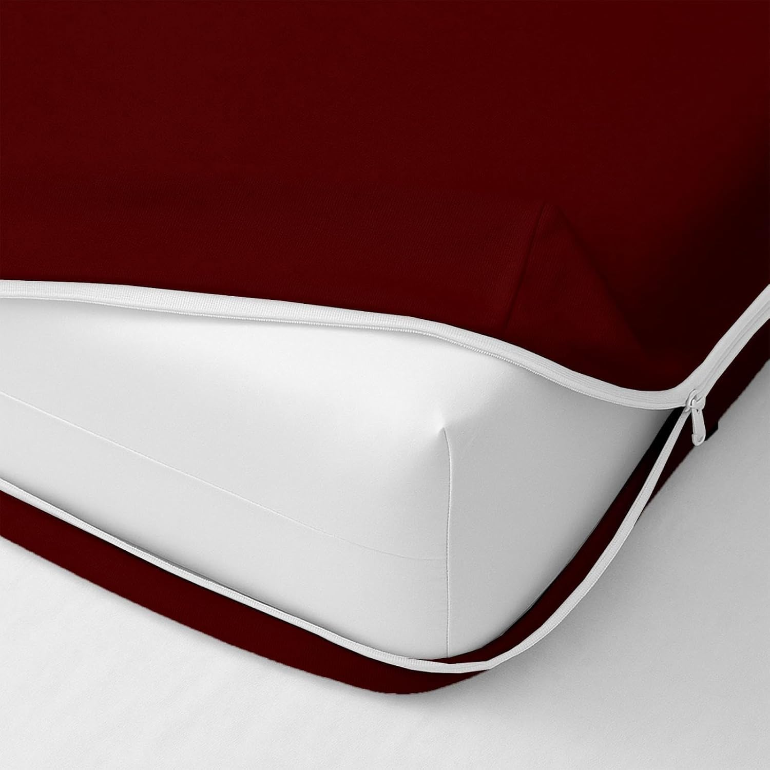 SEM B GRA-Six Sided Zippered Chain 78"x72"x8" Terry Cotton Waterproof Mattress Protector Mattress Cover for King Bed Size with 8 inch Drop Thick (78x72x8 inch,Maroon)
