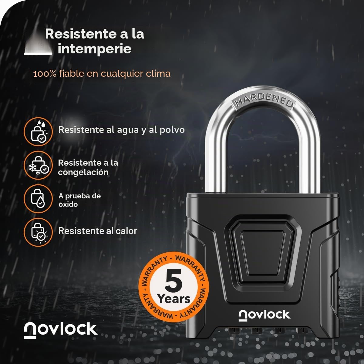 Candado de combinación de alta resistencia para exterior – impermeable, arco de 8 mm resistente al corte – para portones, vallas, cobertizos, trasteros, taquillas y armarios – pack de 1, negro