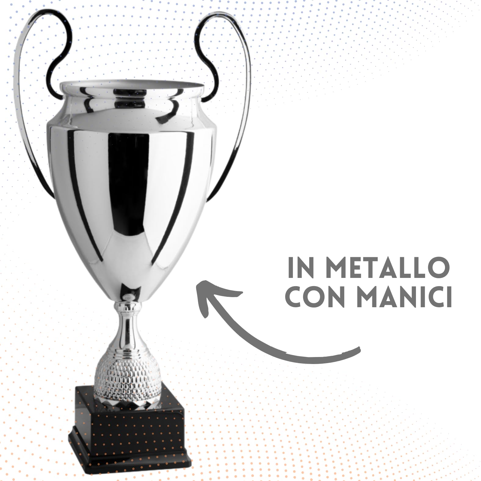 Coppa Trofeo Personalizzabile Sportivo in Metallo Calcio, Fantacalcio, Tennis, Padel, Basket Riconoscimenti Premiazioni Sportive ed Eventi con Targhetta Personalizzata cod 1.001