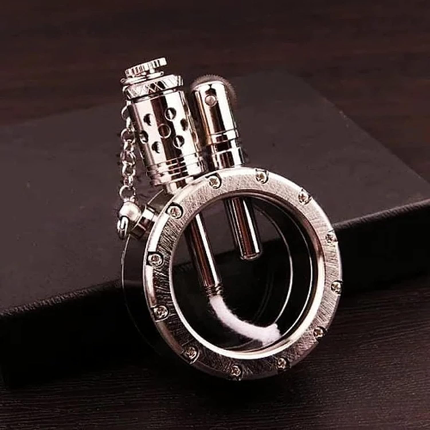 Retro Transparent Kerosene Lighter, Cool Steampunk Kerosene Lighter with Creative Transparent Bottle Design, Antique Grinding Wheel Ignition Lighter Refillable Unique Birthday Gift for Men