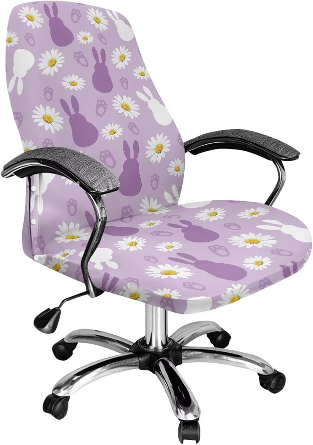 Retro Green Leaf Print Office Chair Cover for Home Anti-Dust Computer Chair Covers Removable Rotating Chair Slipcover for Swivel Boss Chair Office Decoration, Small