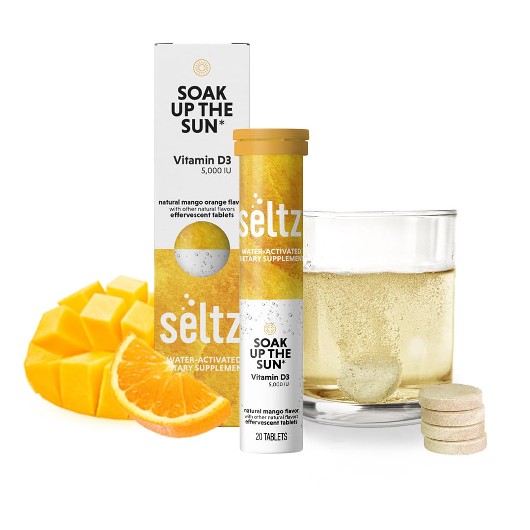 Seltz Vitamin D3 Drink Tablets, Effervescent 5000 IU with Immune Support 20 Tablets (Pack of 1)
