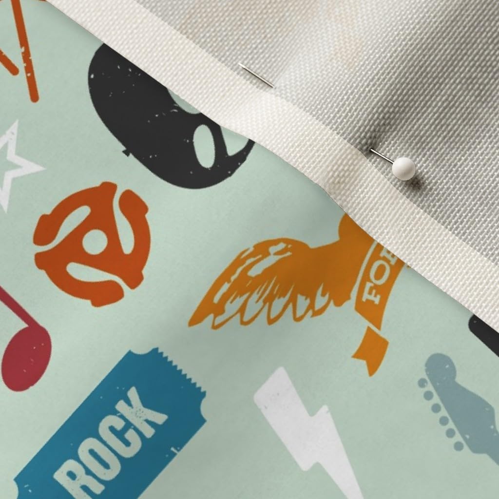 Spoonflower Fabric - Love Rock Roll Music Guitar Band Boys Printed on Upholstery Velvet Fabric Fat Quarter - Upholstery Home Decor Bottomweight Apparel