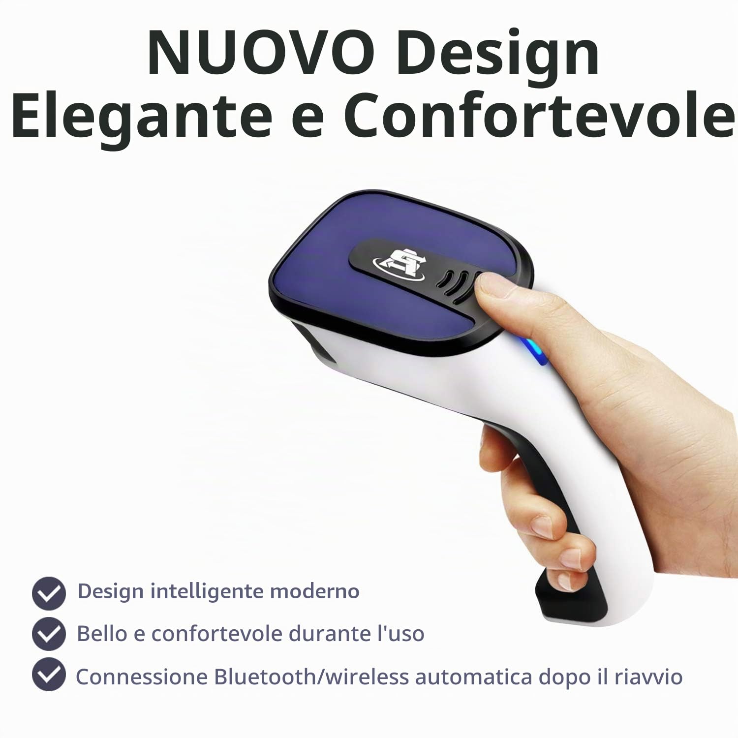 ScanAvenger Scanner di codici a barre, Bluetooth wireless portatile Pistola di scansione 1D e 2D senza fili, ricaricabile per la gestione dell'inventario - Lettore di codici a barre/QR, palmare, USB