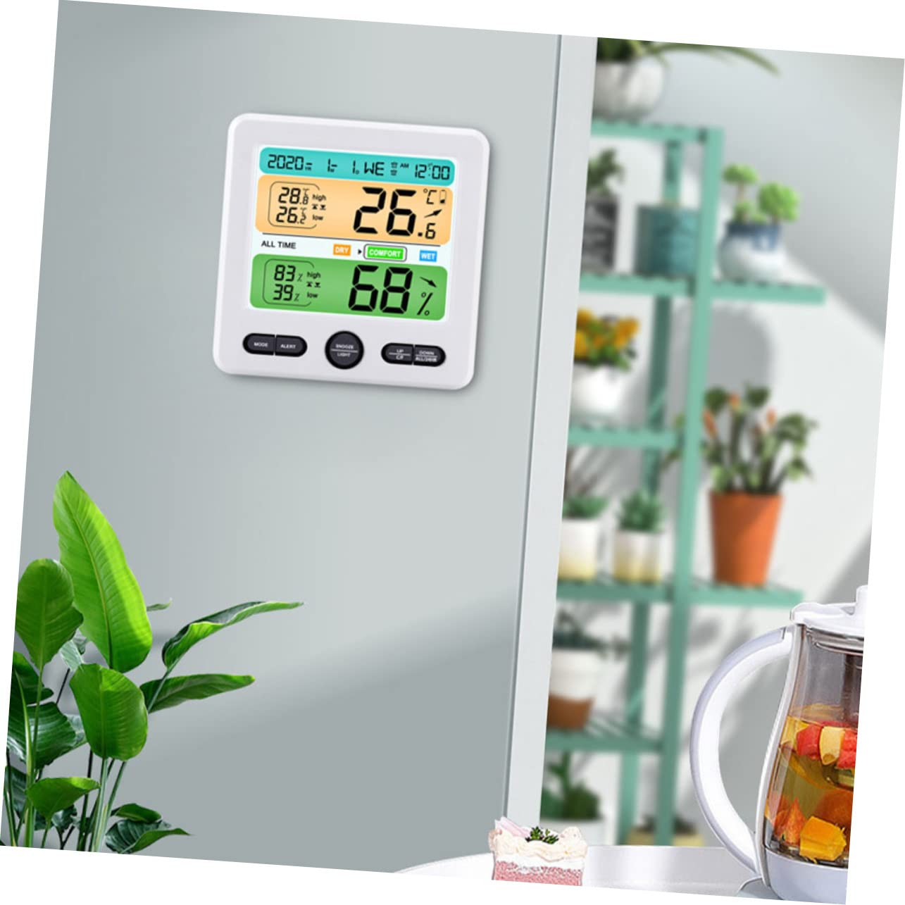 WOONEKY Reloj Termómetro Higrómetro Digital Medidor de Humedad y Temperatura para Uso Doméstico Monitor de Temperatura Ambiente Habitaciones