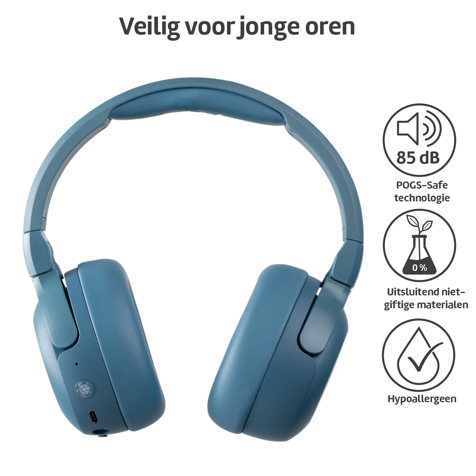 POGS The Turtle Draadloze Bluetooth over-ear noise-cancelling-hoofdtelefoon, opvouwbare robuuste hoofdtelefoon, volumebegrenzing 85 dB, microfoon, draadloze muziek-sharing-functie (roze
