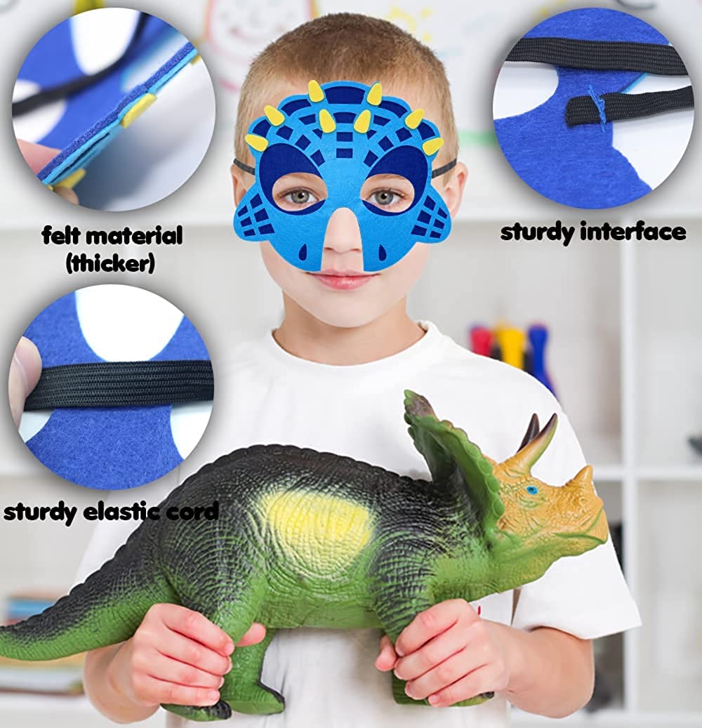 LATERN 24 Pezzi Maschere di Dinosauro in Feltro, Maschere per Bambini Maschera per Feste di Animali Riempitrici per Sacchetti per Feste Vesti Maschera per Cosplay per Masquerade Compleanni Giungla