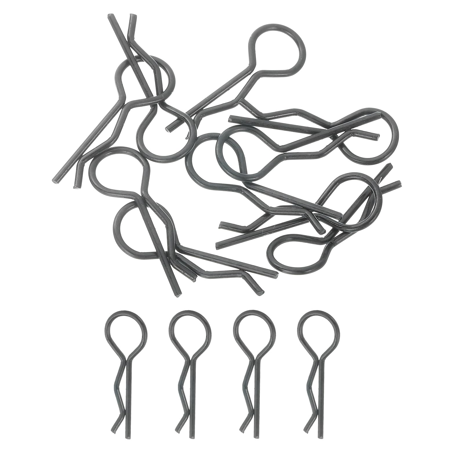 MECCANIXITY 10pcs 30-Degree Angle RC Body Clips Bent Springy R Pins 35x1.6x12.5mm for All 1/6 1/8 Scale Model RC Car Crawler Truck,Shell Replacement