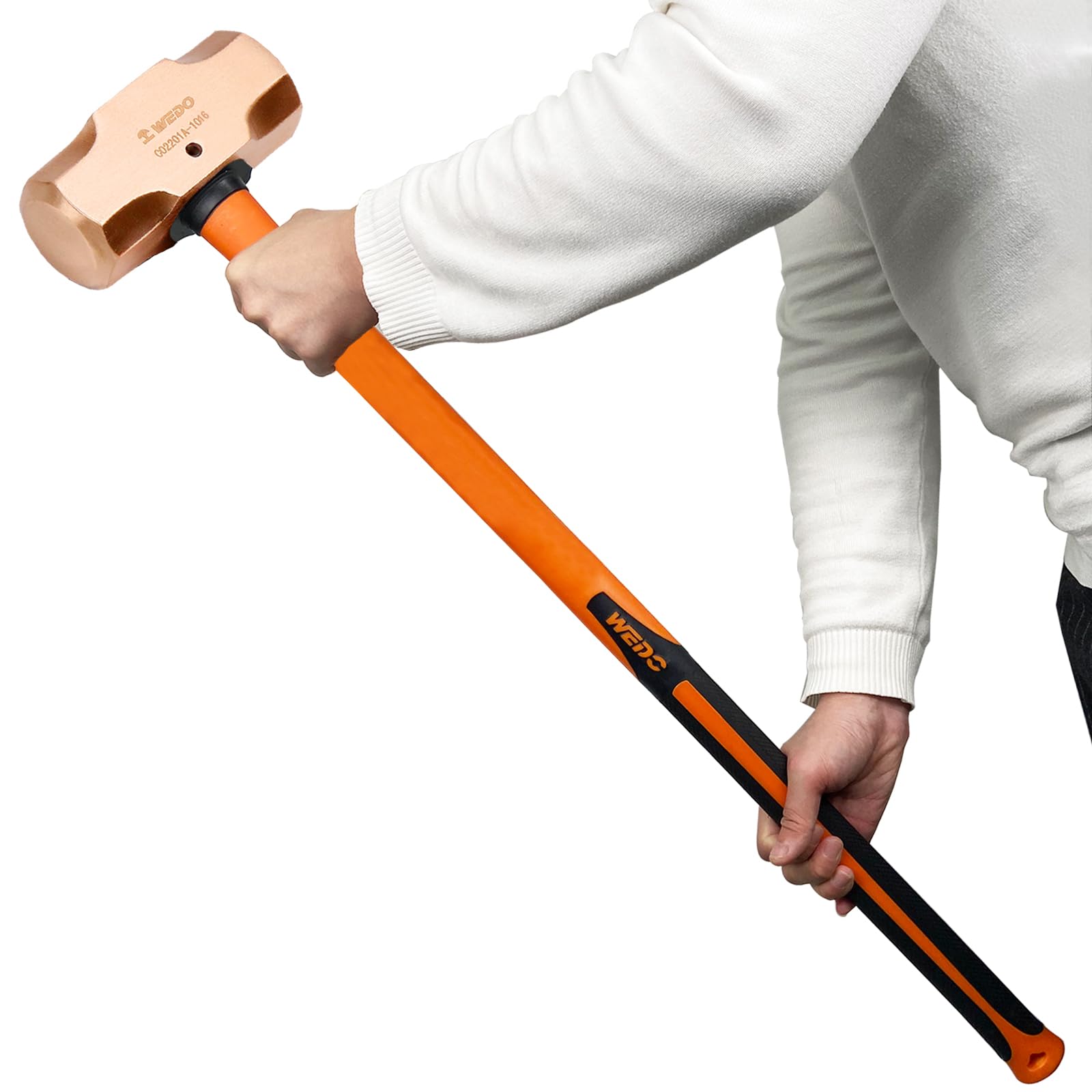 WEDO Miedziany młotek kowalski z uchwytem z włókna szklanego, długi prosty uchwyt, długość 900 mm, 4,5 kg